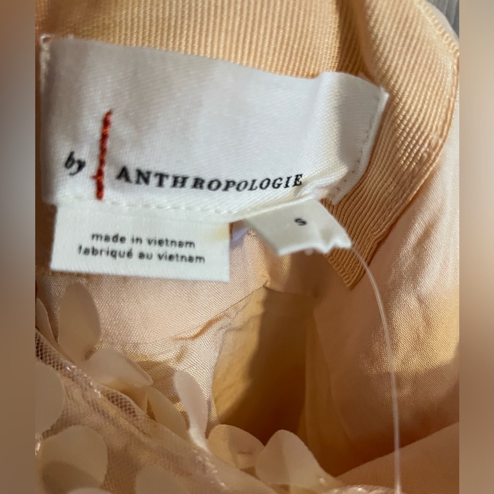 ANTHROPOLOGIE 3D FLORAL EMBELLISHED MINI DRESS PEACH SIZE S - Picture 8 of 10